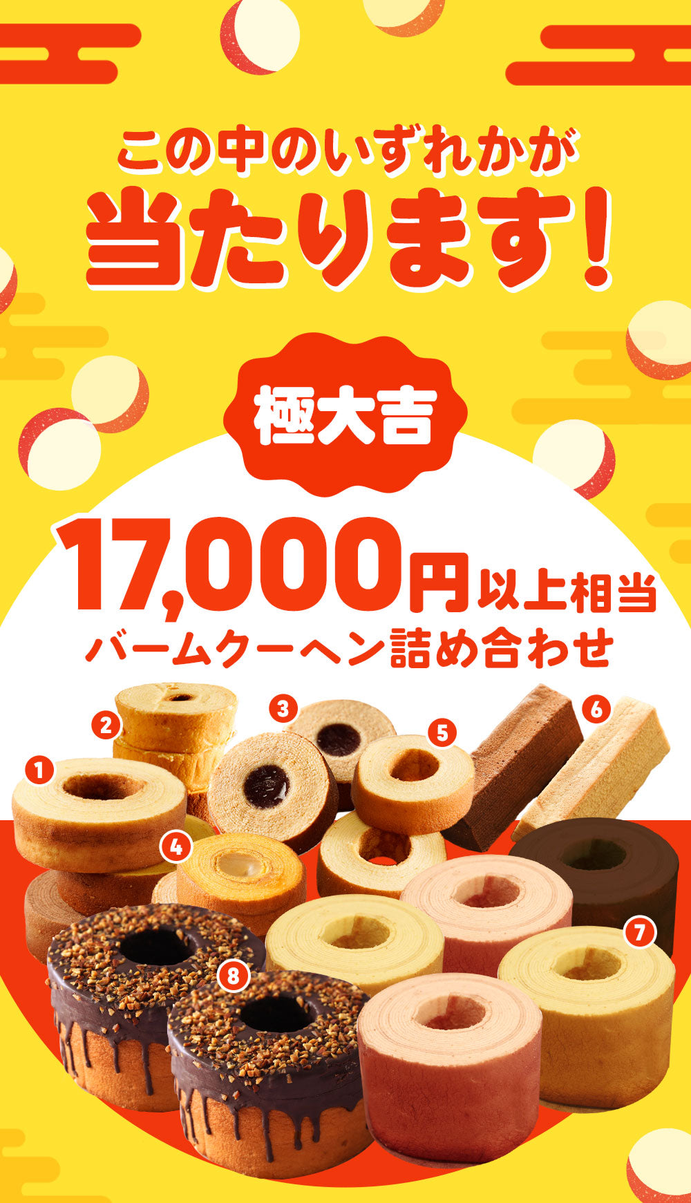 【現在出荷まで2週間要します】新春おみくじガチャ福袋 当店人気バームクーヘンのアソートセット